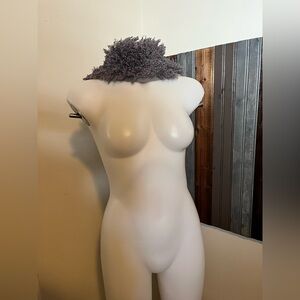 Vera Wang Gray Faux Fur Collar